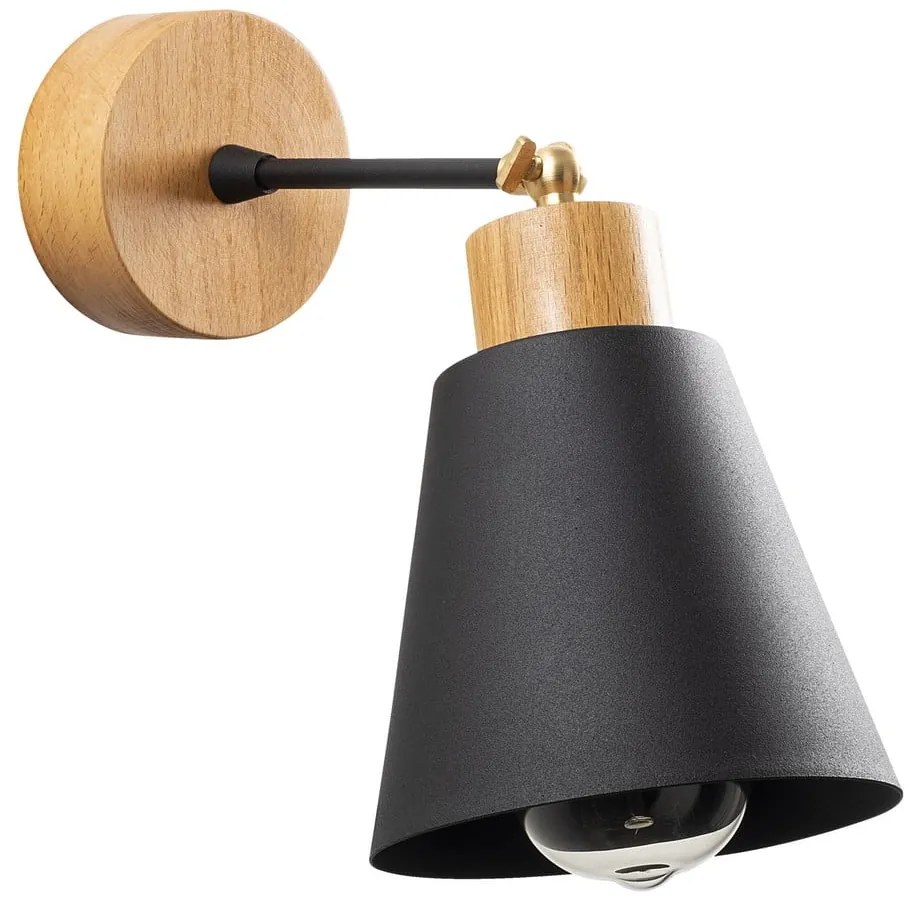 Fekete-natúr színű fali lámpa ø 14 cm Manavgat – Opviq lights