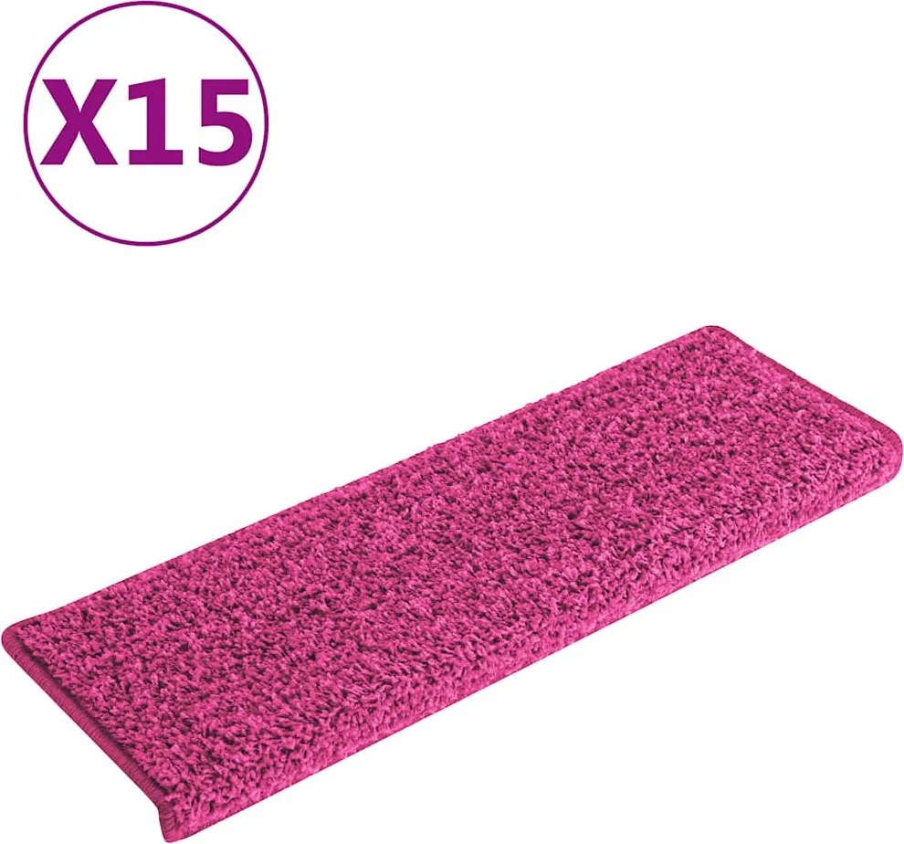 vidaXL 15 db rózsaszín lépcsőszőnyeg, téglalap alakú széllel, 65 x 21 x 4 cm