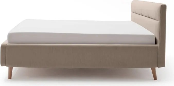 Bézs kárpitozott ágyneműtartós franciaágy ágyráccsal 160x200 cm Lotte – Meise Möbel