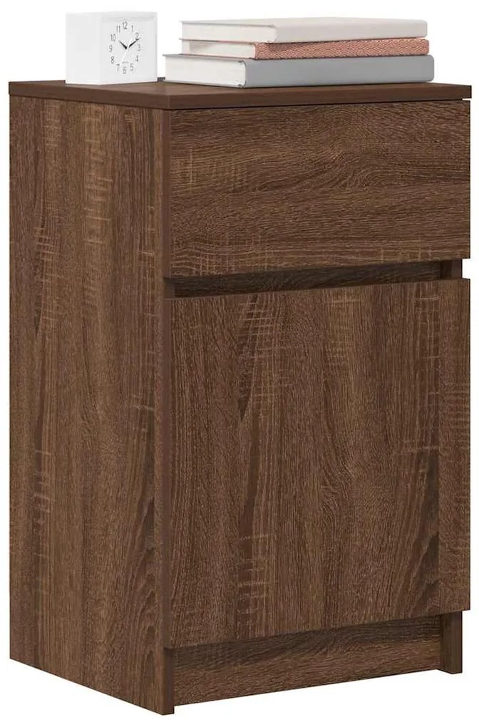 Barna tölgyszínű szerelt fa éjjeliszekrény 39x35x65 m