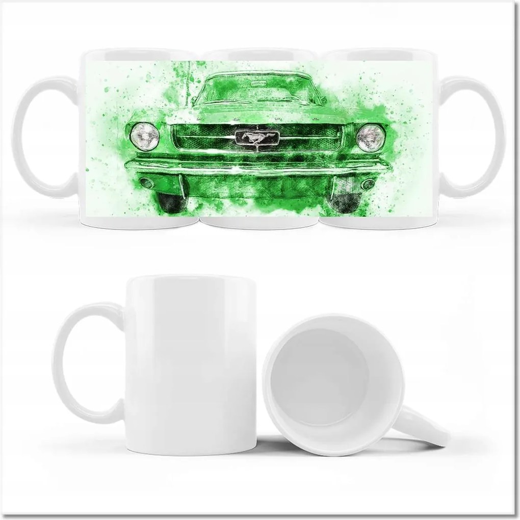 Fotós bögre Zöld akvarell Mustang