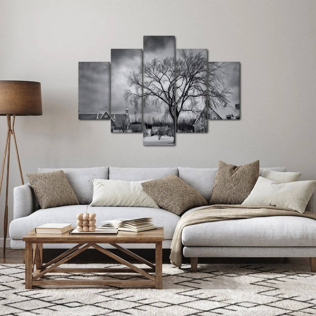 Fekete fehér falu képe (150x105 cm)