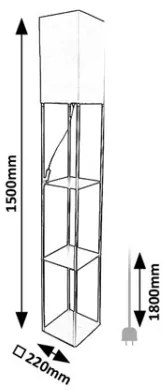Brilagi - GRADUS polcos állólámpa, 1xE27/40W/230V, 150 cm, fekete/fehér