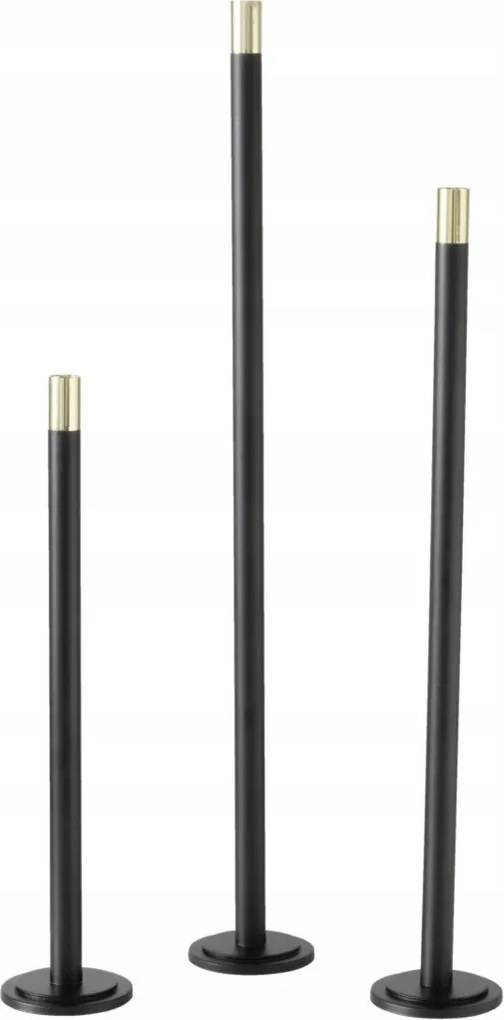 Gyertyatartó Fekete Vacsoragyertya Dekoratív Szett 3 Db-os Matt