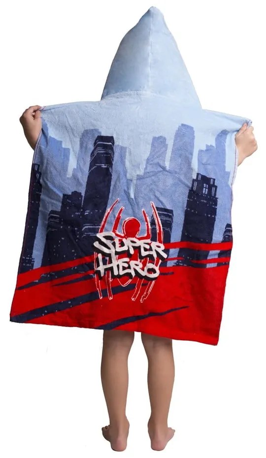 Piros-kék frottír gyerek fürdőponcsó Spider-Man – Jerry Fabrics