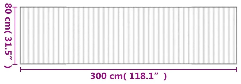 négyszögletű szürke bambusz szőnyeg 80 x 300 cm