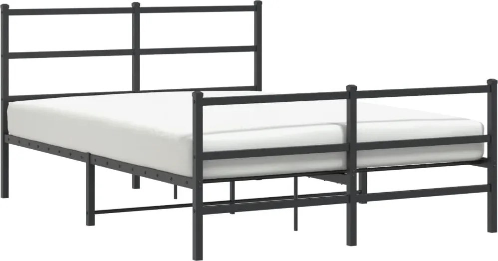 vidaXL fekete fém ágykeret fej- és lábtámlával 135 x 190 cm