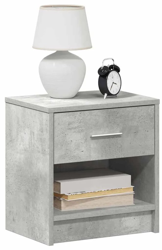 2 db betonszürke éjjeliszekrény fiókkal 39x28x41 cm