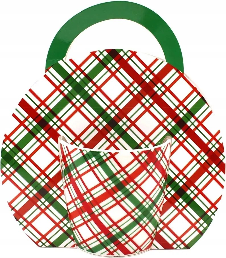 Home Elements Porcelán bögre 300 ml, piros-zöld csekk