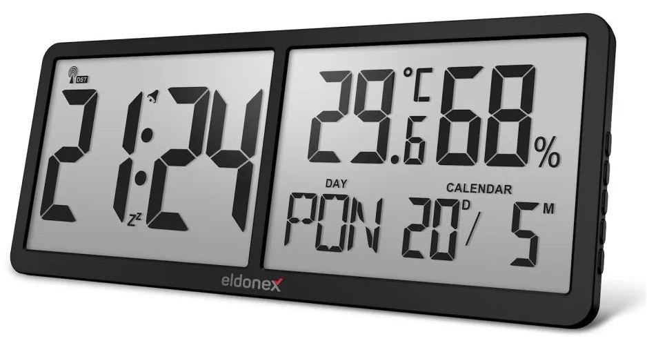 ELDONEX ECL-1110-BK - TimeCheck digitális falióra, 4xAA, fekete