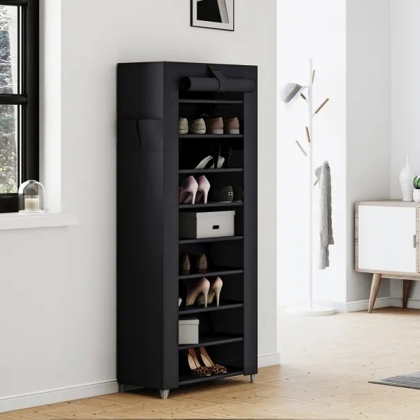 MATIS textil tárolószekrény polcokkal 58x160 cm fekete