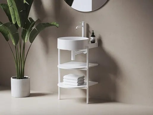 Álló fürdőszobai konzol mosdókagylóval mosogató nélkül Ravak Yard 46,8x76,5x49,5 cm fehér matt D80000E004