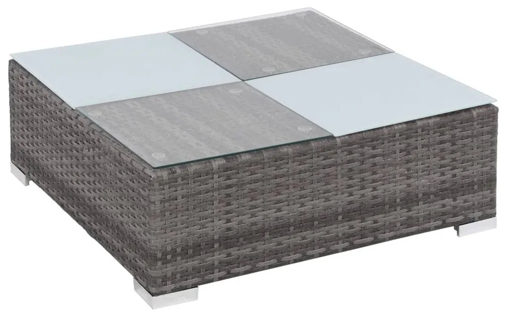 8 részes szürke polyrattan kerti ülőgarnitúra párnákkal