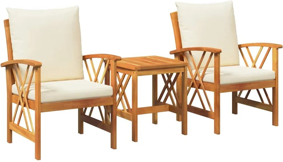 vidaXL Kerti Kanapé Szett párnával 3 pcs Olaj Természetes Tömör Akácfa