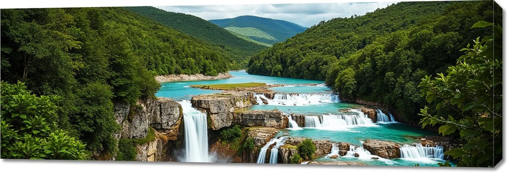 Vászonkép 150x50cm Vászonkép Hálószoba Nappaliba Panoráma Vízesések