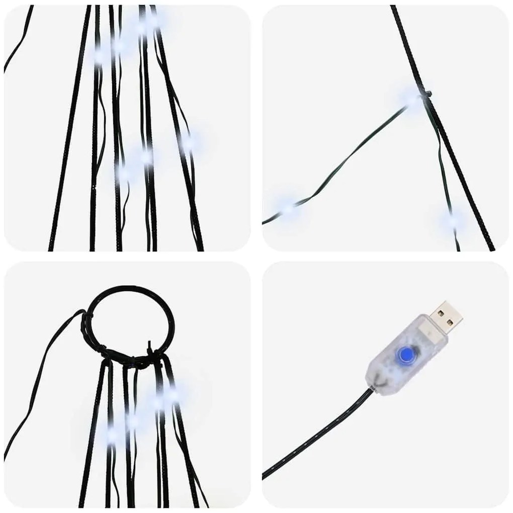 LED Karácsonyfák talajráccsal Hideg fehér 180 cm Fém