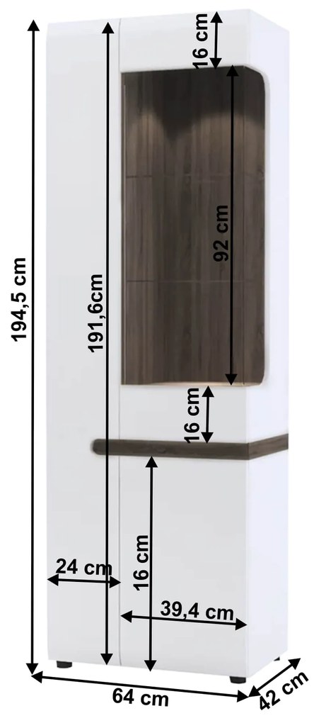 Vitrin Lymoted (fehér + sötét trüffel szonoma tölgy) . 1064008