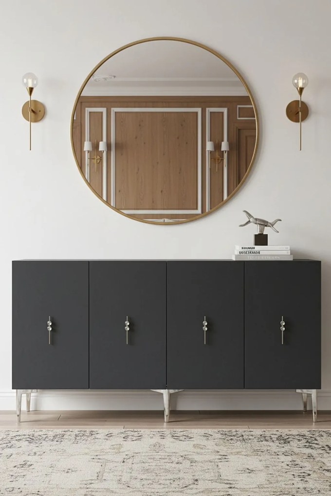 Komód, antracit-ezüst, 125 cm