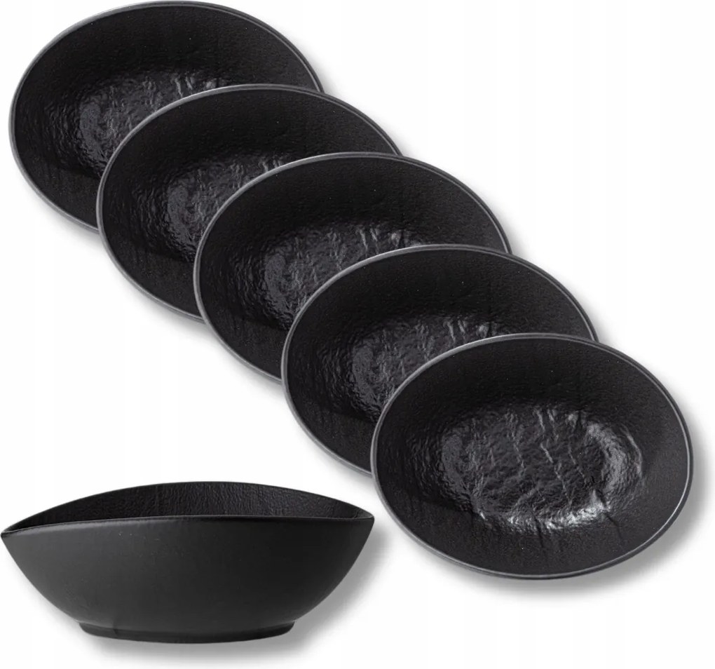 Wilmax ovális szósztartó fekete 8x6x3 cm matt porcelán 6 db-os szett