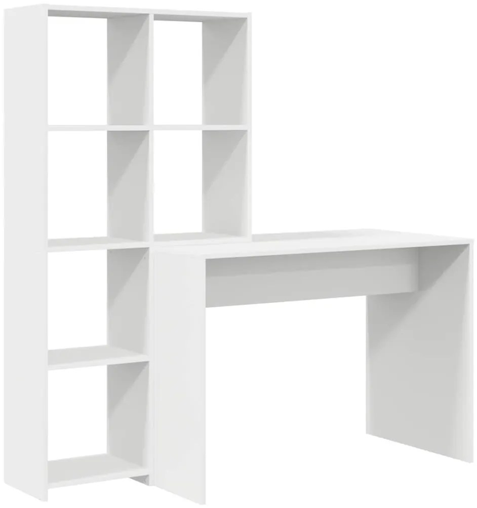 Asztal polcokkal tárolóval Fehér 138.5 x 55 x 143 cm Faanyag