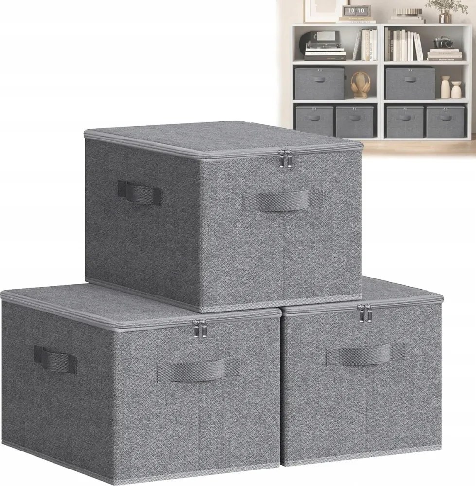 3DB Rendszerező Tároló Doboz Cipzár Merevített Ruhatároló