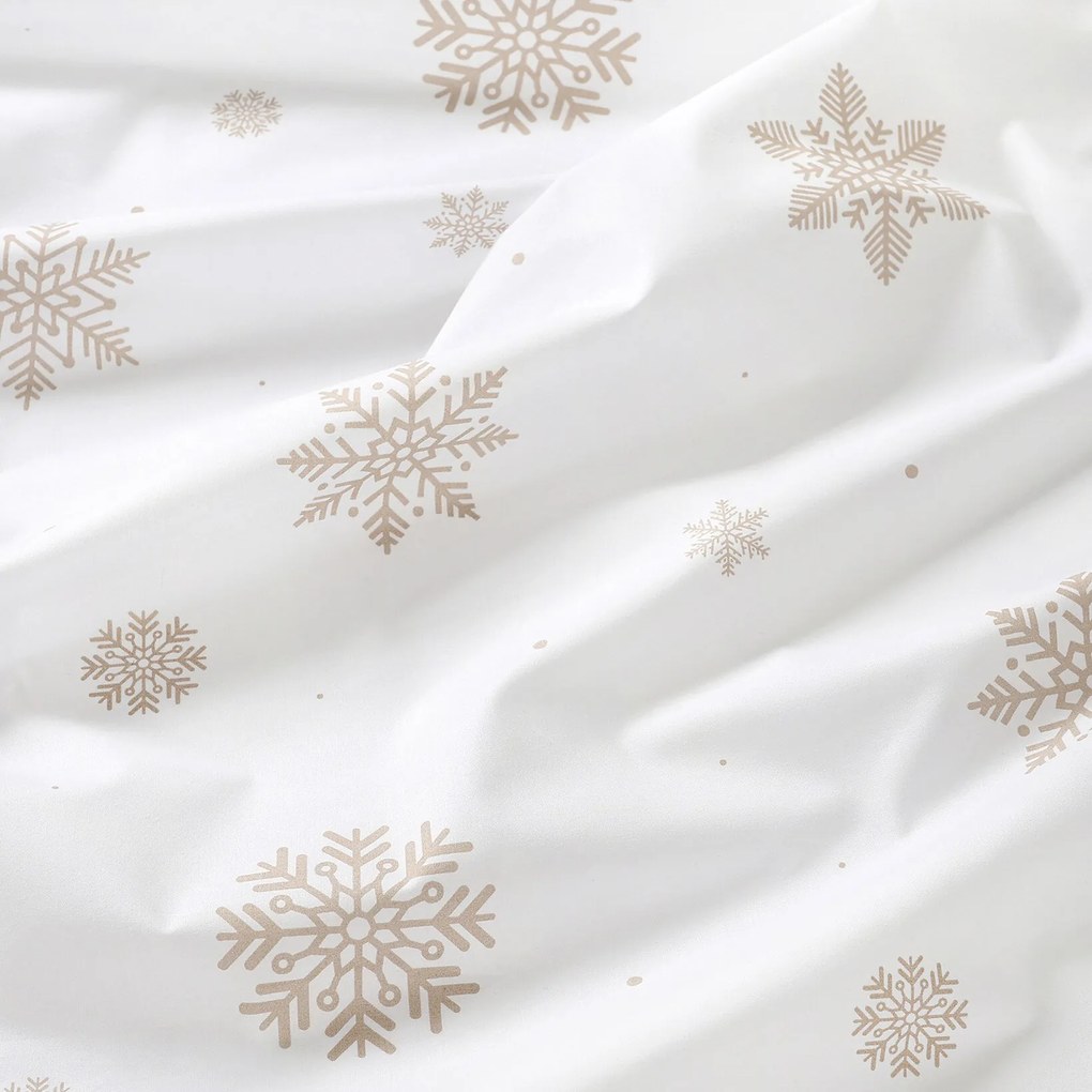 Goldea szögletes terítő 100% pamutvászon - hópelyhek fehéren 100 x 100 cm
