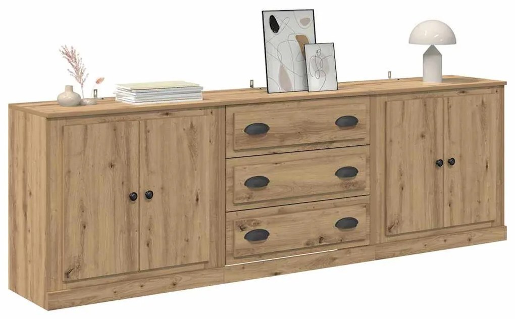 Oldalszekrények 3 pcs Öreg fa 210 x 35,5 x 67,5 cm Faanyag