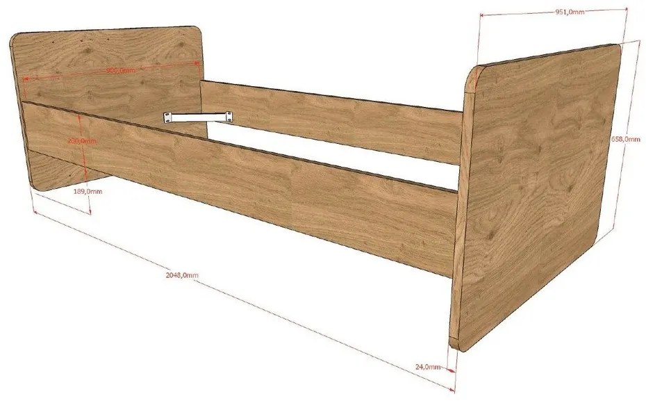 Natúr színű babaágy 60x120 cm Sam – Vipack