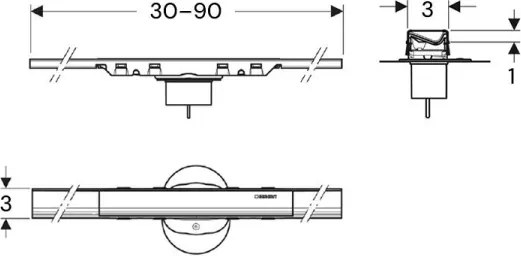 Geberit 154.446.QC.2 - CleanLine lefolyócsatorna 90x3 cm antracit