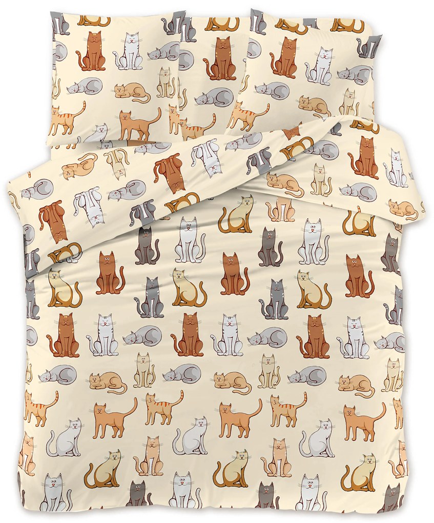 COLORED CATS krém mikroszálas ágyneműhuzat Ágyneműhuzat mérete: 2 db 70 x 90 cm | 200 x 220 cm