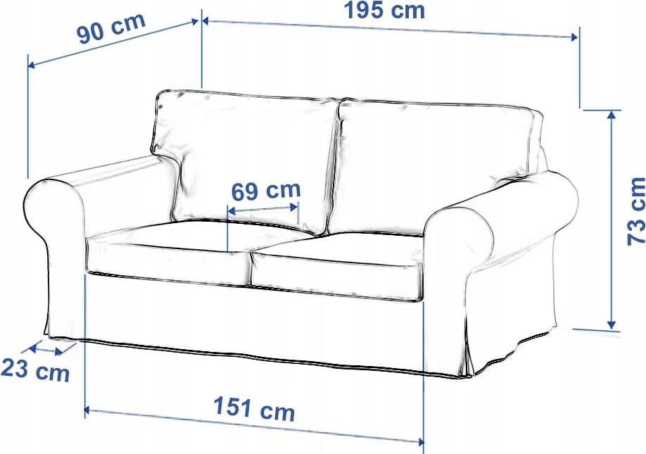 Ektorp 2 személyes kinyitható kanapé huzat, Ikea sárga-kék