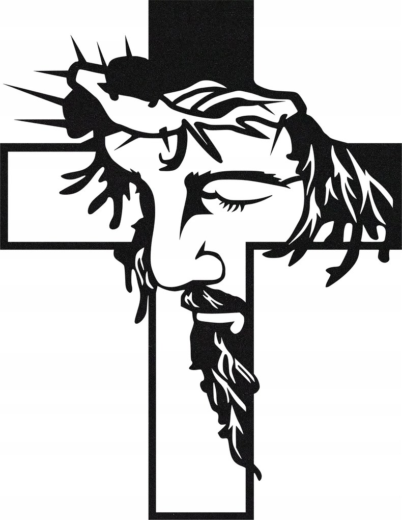 Kereszt Áttört Fali Jezus Fekete Velúr Nagy 35CM Fali Dekoráció