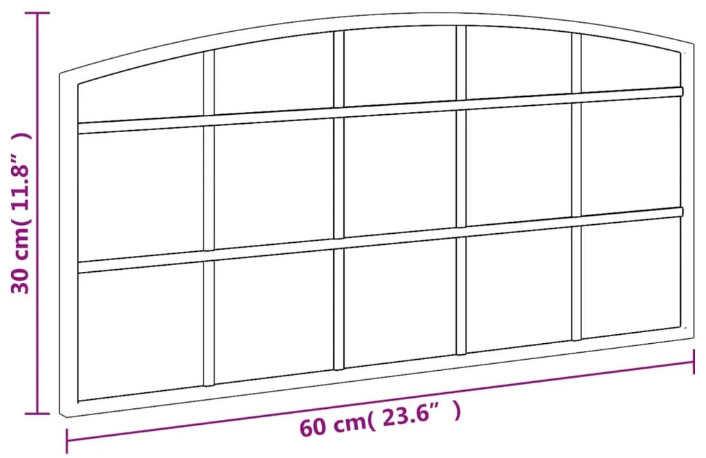 fekete ívelt vas fali tükör 60 x 30 cm