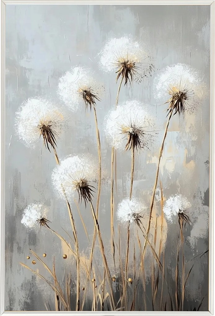 Poszter Keret Alumínium Grafika Természet Kert Virágok Pitypang Boho 40x60