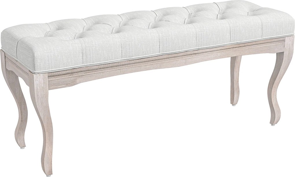 HOMCOM Ágyvégi Pad Szoba Pad Fa Lábbal és Párnázott Ülőfelülettel 120 kg Terhelhetőségű Előszoba Pad 110x37x49 cm Krém | Aosom