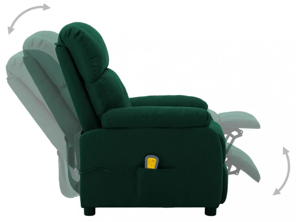 sötétzöld szövet elektromos masszázsfotel