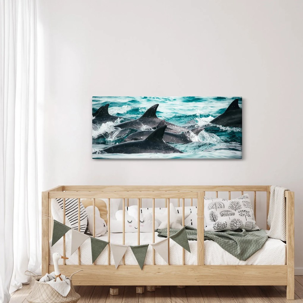 Kép - Delfinek az óceánban (120x50 cm)