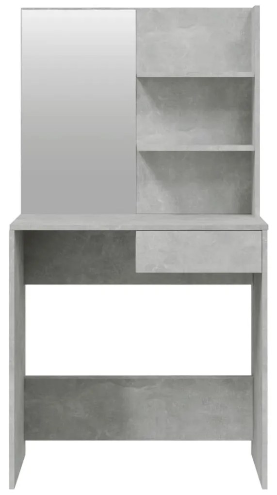 betonszürke fésülködőasztal tükörrel 74,5 x 40 x 141 cm