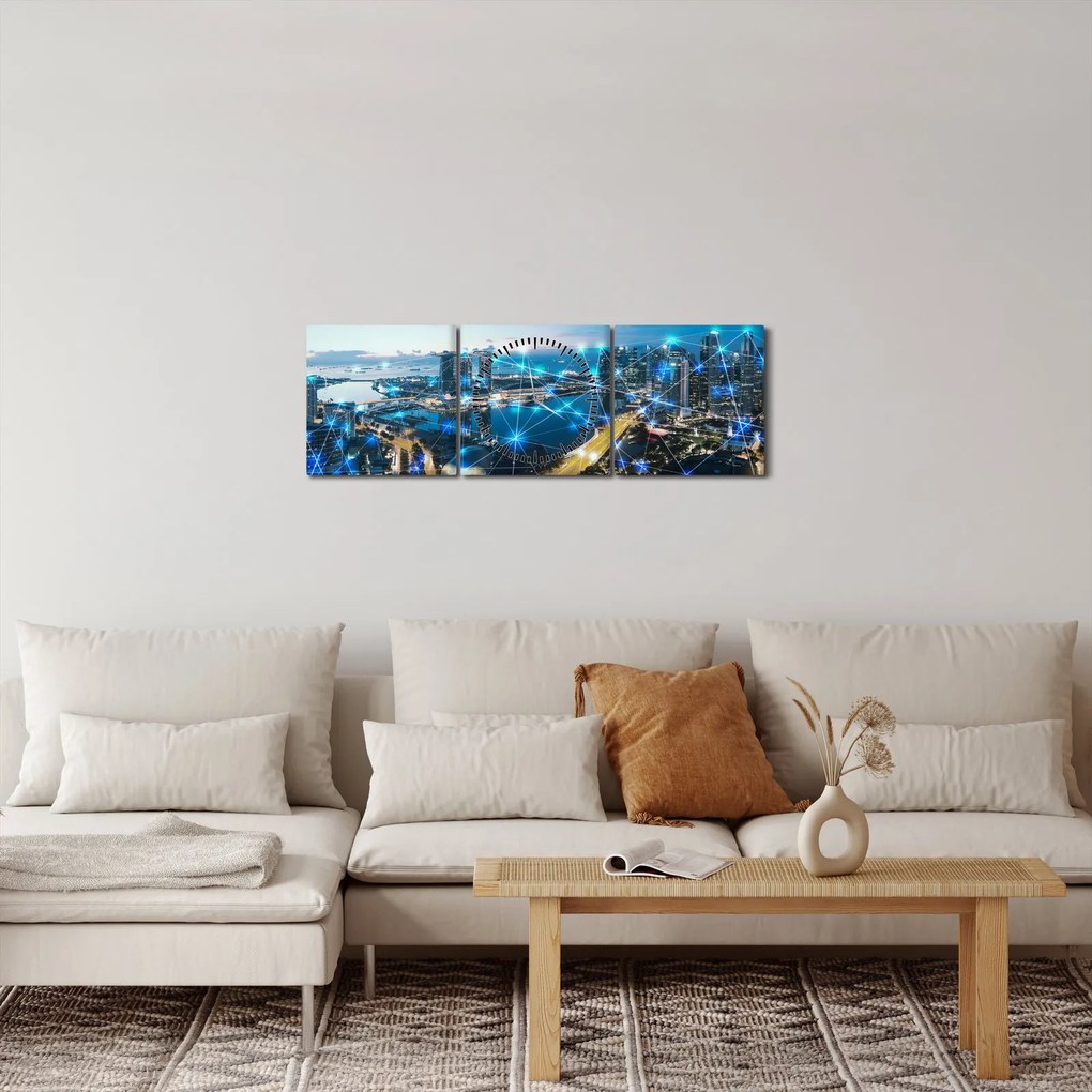 Kép - Városhálózat (órával) (90x30 cm)