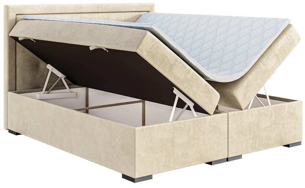 Franciaágy Boxspring 180 cm Veronica (krém) (matraccal és tárolóhellyel). Akció -17%. 1043456