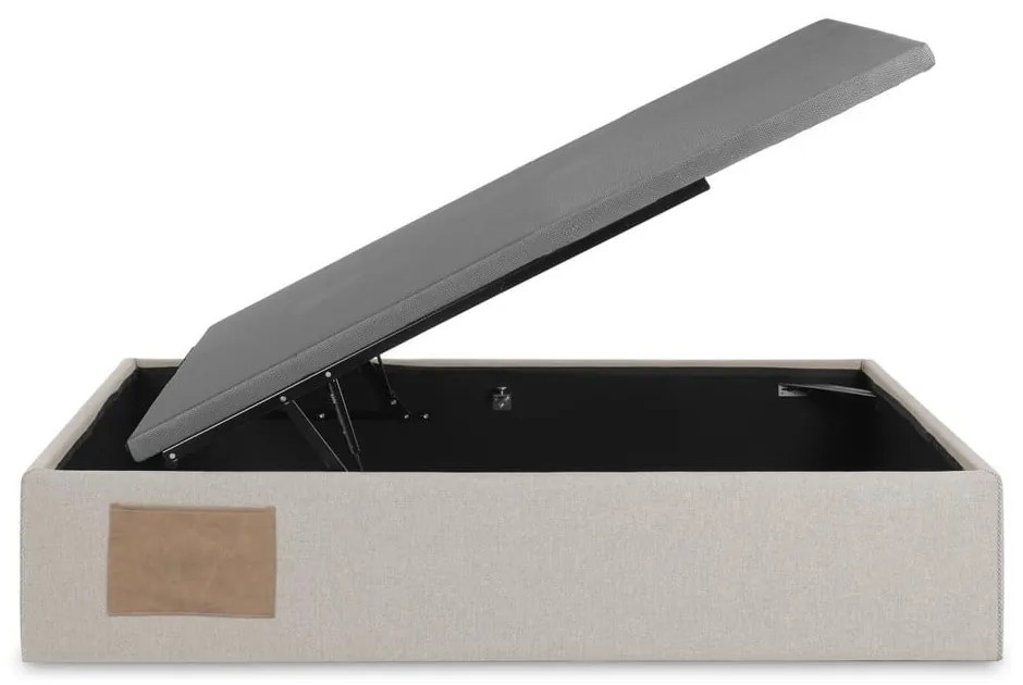 Bézs kárpitozott ágyneműtartós egyszemélyes ágy 90x190 cm Matters – Kave Home