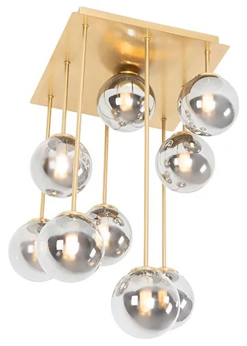 Modern mennyezeti lámpa arany 9-es füstüveggel - Athén