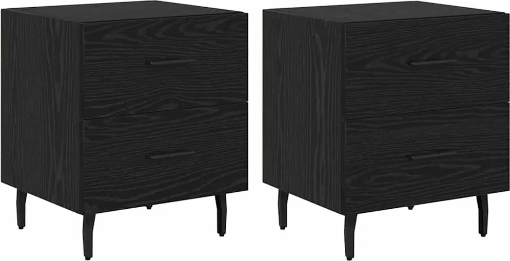 vidaXL Éjjeliszekrény 2 pcs Fekete tölgy 40 x 35 x 47,5 cm Faanyag