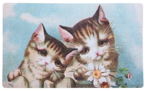 Előszoba belépő szőnyeg 74x44cm, gumi-polyester, két cica