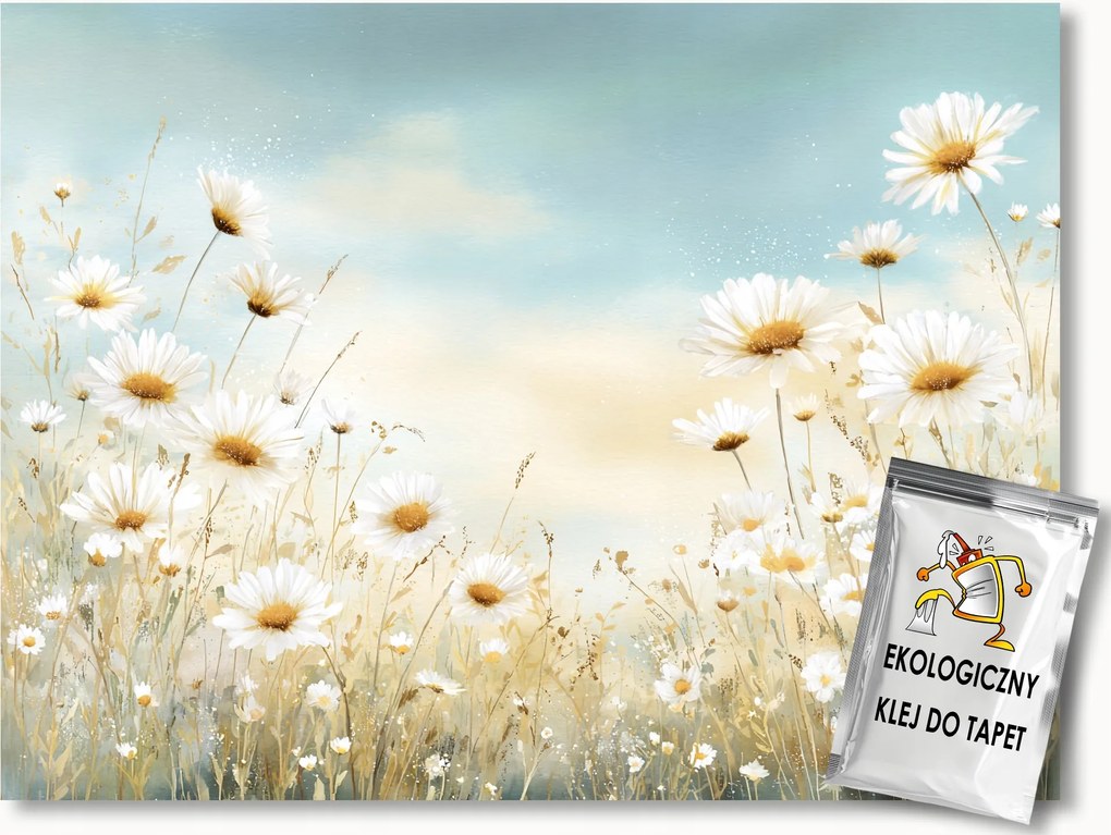 Fotótapéta Flizelina Természet Rét Mező Virágok Margaréták Boho 300x210 ragasztó