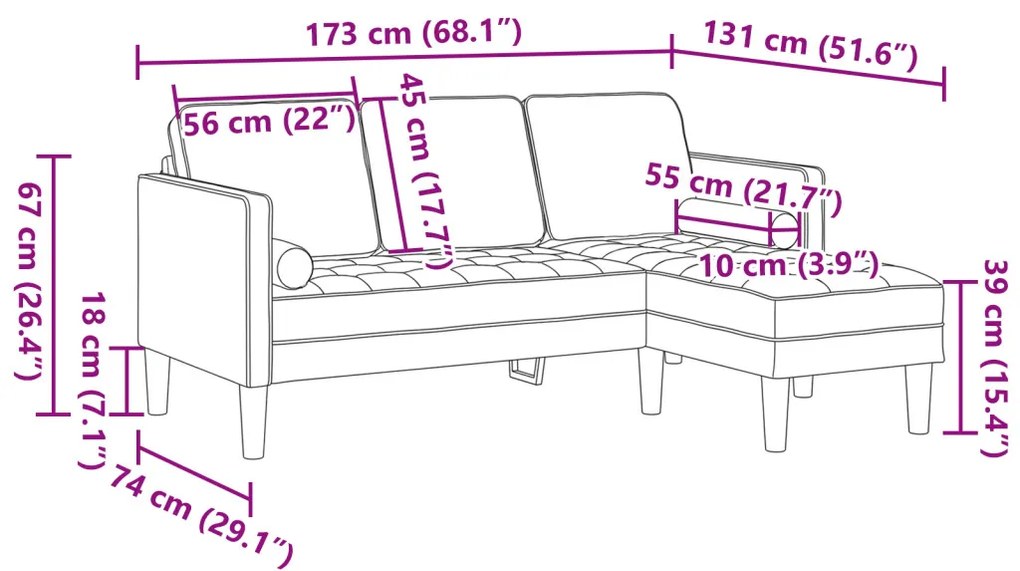 3-Fős Sarokkanapé Világosszürke 160 cm-es Szövet