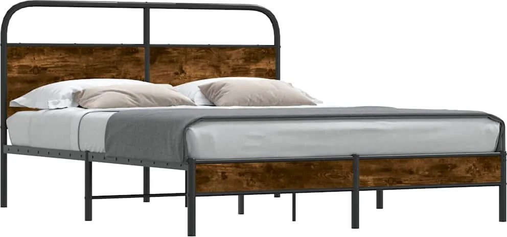 vidaXL ágykeret matrac nélkül 150x200 cm füstölt tölgy fűrészelt fa