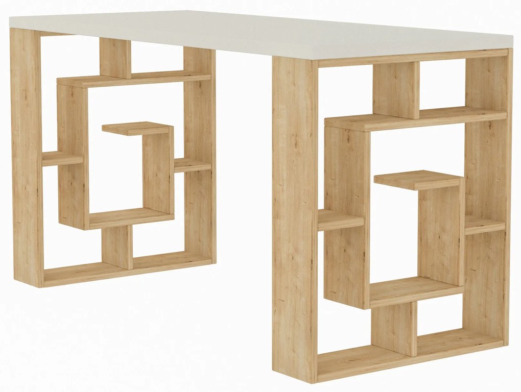 Íróasztal Maze - White, Oak