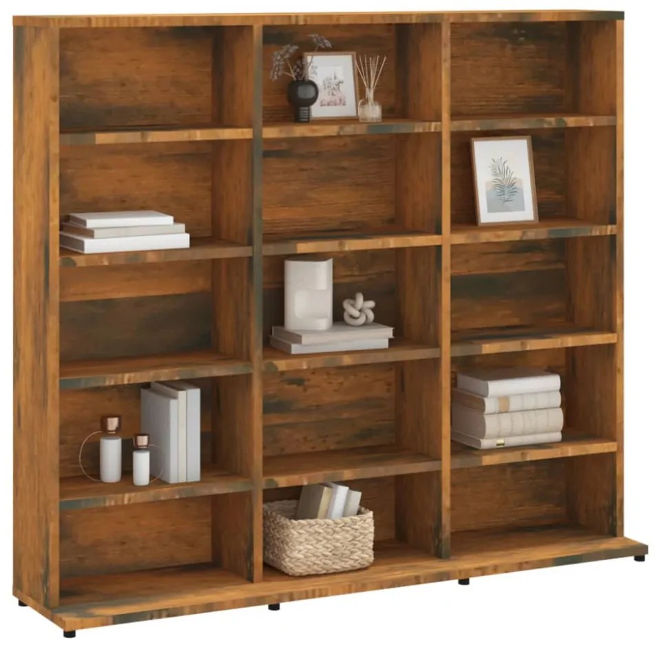 füstös tölgy színű szerelt fa CD-szekrény 100 x 23 x 89,5 cm