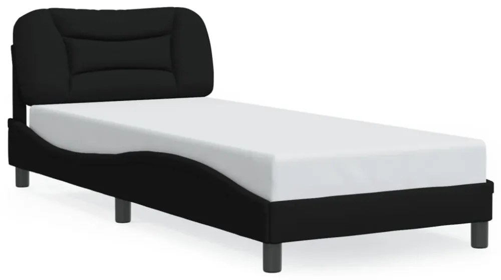 fekete szövet ágykeret LED-ekkel matrac nélkül Hvar 90x190 cm